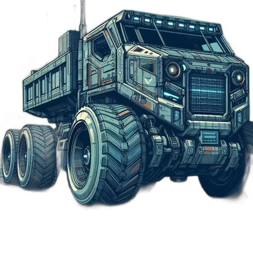 weapon, robot, car, concept art, pixel art, cyberpunk, fantasy art, futuristic transparent PNG cut-out