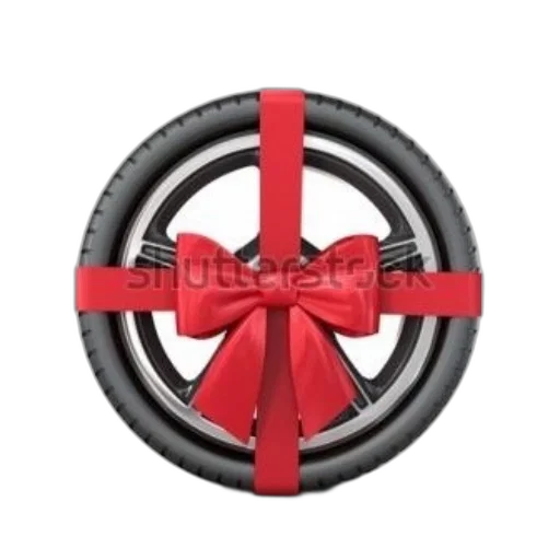 umbrella, car, tire, wrapped, red, ribbon, tied, bow transparent PNG cut-out