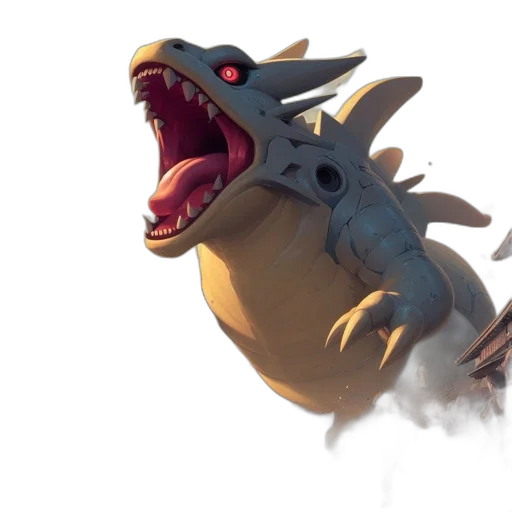 dragon, creature, animal, weapon, concept art, 3d render, fantasy art, photorealistic transparent PNG cut-out