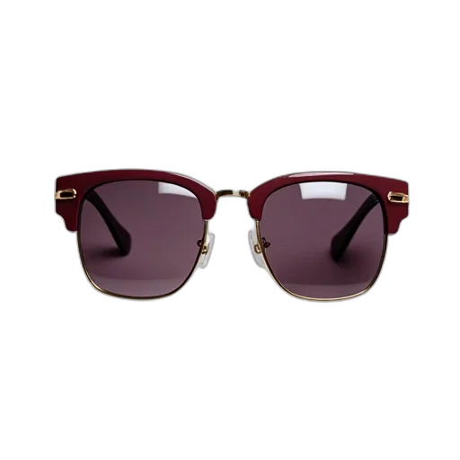 pair, sunglasses, maroon, frame, gold, accents, temples, lenses transparent PNG cut-out