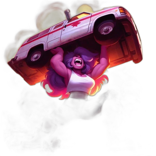 car, concept art, fantasy art, 3d render, comic book art, athletic, lady, wild transparent PNG cut-out