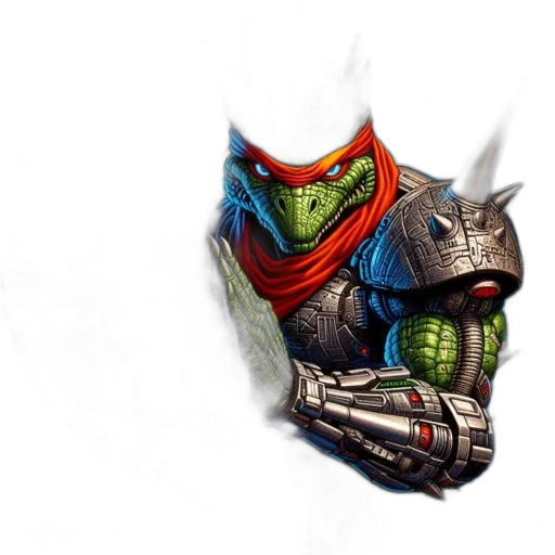mask, robot, face, weapon, concept art, fantasy art, comic book art, pixel art transparent PNG cut-out