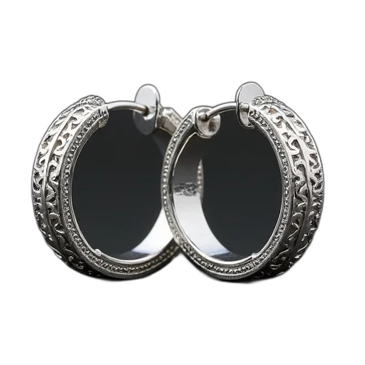 jewelry, crown, mask, pair, silver, hoop, earrings, geometric transparent PNG cut-out