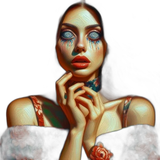 jewelry, face, dress, mask, photorealistic, fantasy art, oil painting, concept art transparent PNG cut-out