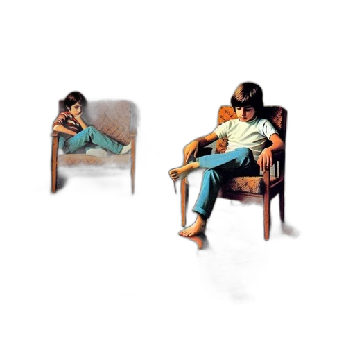 furniture, concept art, photorealistic, 3d render, pixel art, two, young, boys transparent PNG cut-out