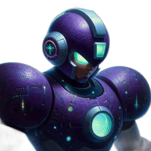 robot, 3d render, concept art, vaporwave, cyberpunk, outer space, blue, futuristic transparent PNG cut-out