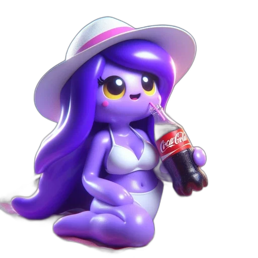 bottle, hat, creature, dress, 3d render, vaporwave, concept art, pixel art transparent PNG cut-out