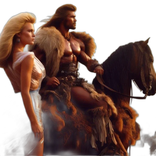 fantasy art, concept art, photorealistic, 3d render, fire, man, horseback, wearing transparent PNG cut-out