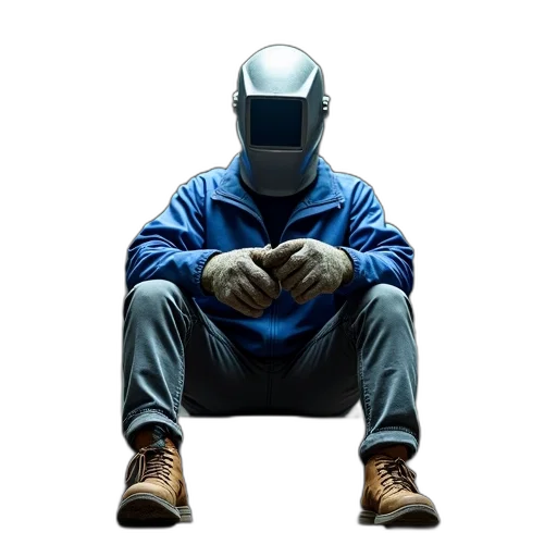 robot, jacket, mask, face, concept art, 3d render, cyberpunk, pixel art transparent PNG cut-out