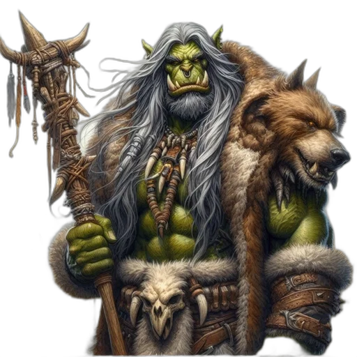 fantasy art, concept art, comic book art, photorealistic, green, orc-like, character, fierce transparent PNG cut-out