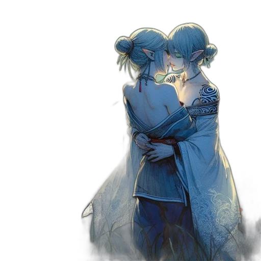 concept art, watercolor, anime, fantasy art, underwater, fire, snow, night transparent PNG cut-out