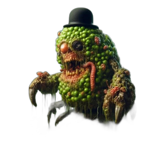 creature, hat, food, staff, pixel art, concept art, 3d render, fantasy art transparent PNG cut-out
