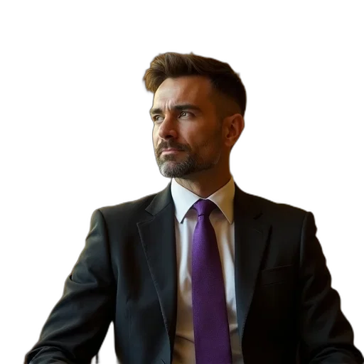 staff, jacket, face, photorealistic, man, dark, suit, purple transparent PNG cut-out