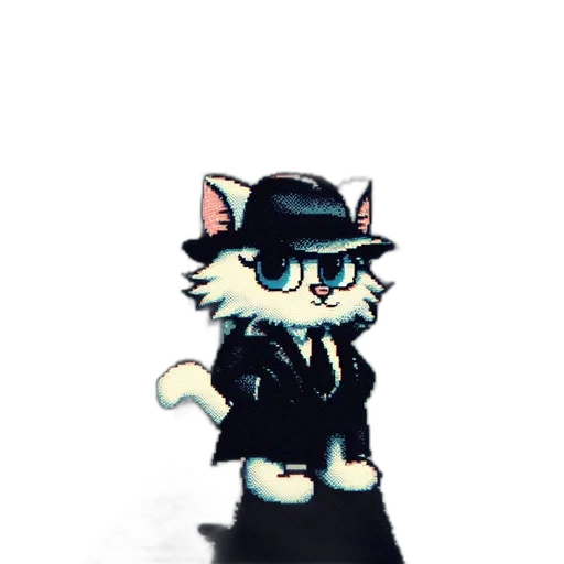 staff, hat, animal, jacket, pixel art, cartoon, concept art, 3d render transparent PNG cut-out