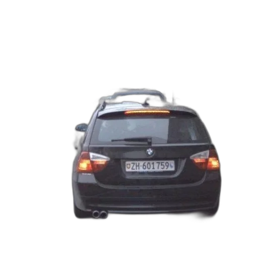 car, staff, 3d render, photorealistic, black, bmw, license, plate transparent PNG cut-out