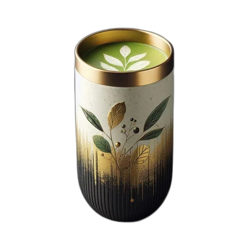 3d render, ornate, cup, features, elaborate, golden, patterns, foliage transparent PNG cut-out