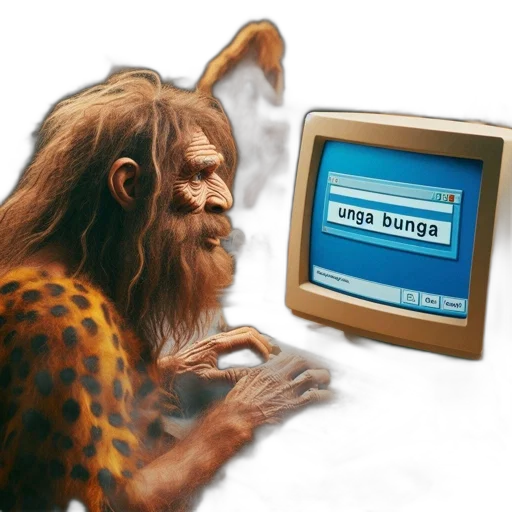 animal, creature, 3d render, concept art, photorealistic, pixel art, caveman, interacts transparent PNG cut-out