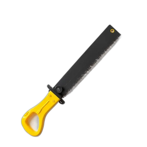 staff, weapon, sword, umbrella, 3d render, yellow-handled, saw, black transparent PNG cut-out