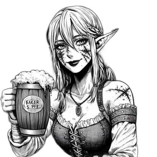 fantasy art, concept art, comic book art, pixel art, elven, woman, pointed, ears transparent PNG cut-out