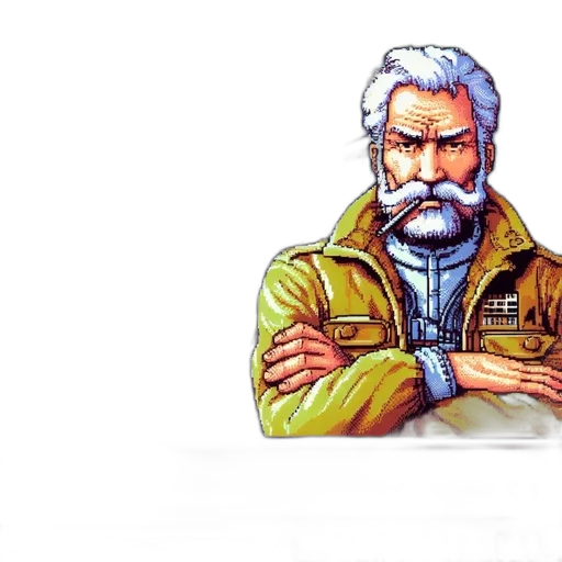 jacket, face, staff, furniture, concept art, pixel art, comic book art, watercolor transparent PNG cut-out