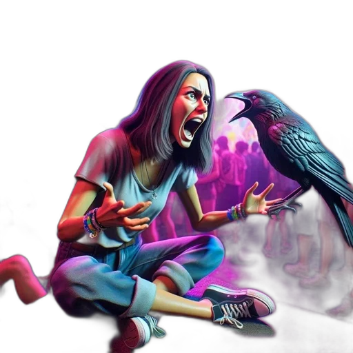 creature, fantasy art, concept art, comic book art, vaporwave, fire, woman, reacts transparent PNG cut-out
