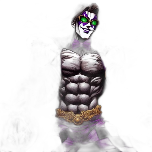 mask, fantasy art, comic book art, concept art, cartoon, dark, monochrome, muscular transparent PNG cut-out