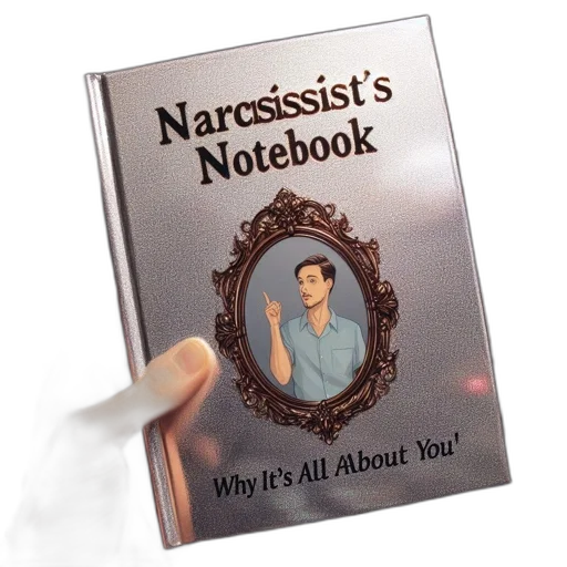 individual, holds, book, called, narcissist, notebook, featuring, illustration transparent PNG cut-out