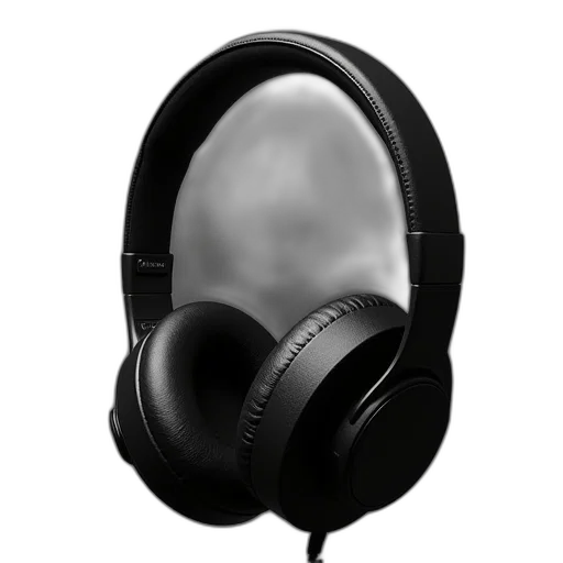 photorealistic, 3d render, black, headphones transparent PNG cut-out