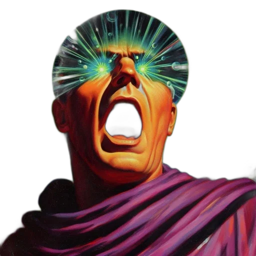 face, mask, creature, robot, vaporwave, comic book art, concept art, cyberpunk transparent PNG cut-out