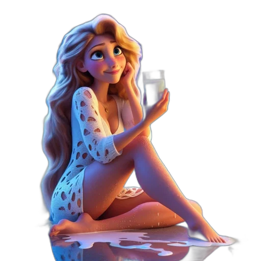 dress, bottle, concept art, cartoon, 3d render, fantasy art, underwater, sunset transparent PNG cut-out