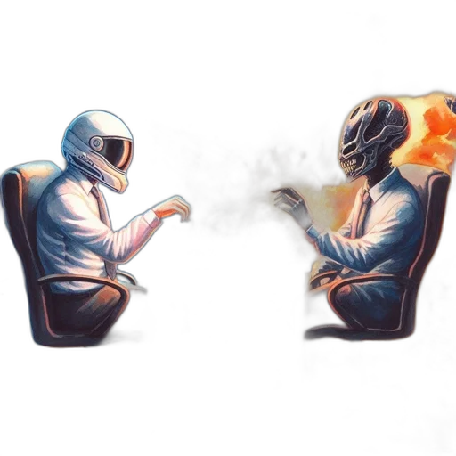 robot, mask, jacket, concept art, comic book art, fantasy art, pixel art, fire transparent PNG cut-out