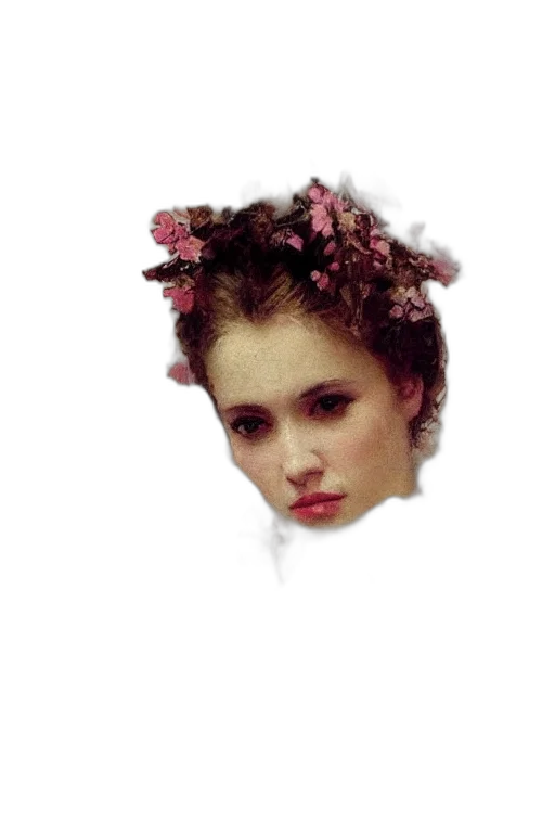 crown, face, mask, hair, photorealistic, oil painting, pixel art, vaporwave transparent PNG cut-out