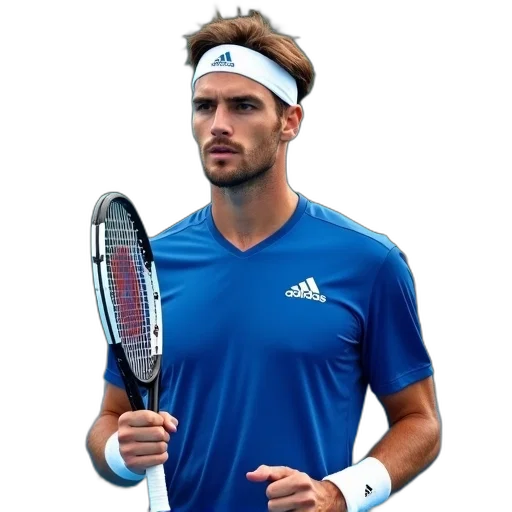 crown, hair, photorealistic, male, tennis, player, focused, expression transparent PNG cut-out