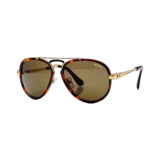 3d render, pair, sunglasses, brown, frame, lenses, featuring, gold transparent PNG cut-out