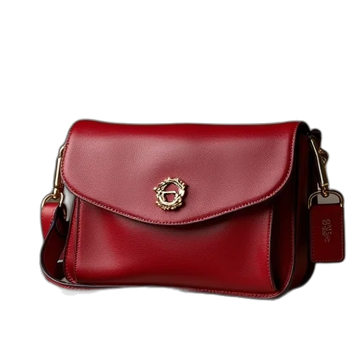 red, coach, leather, crossbody, bag transparent PNG cut-out