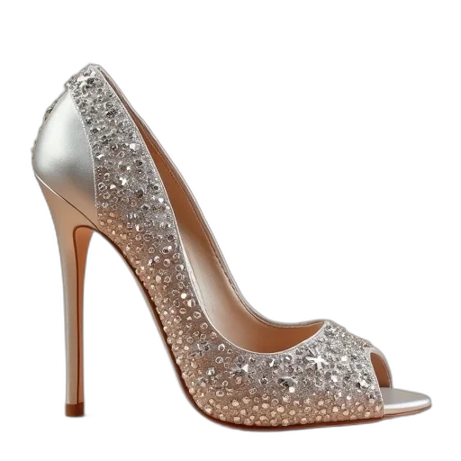 shoes, women, satin, upper, stil, heel, sandals, crystal transparent PNG cut-out