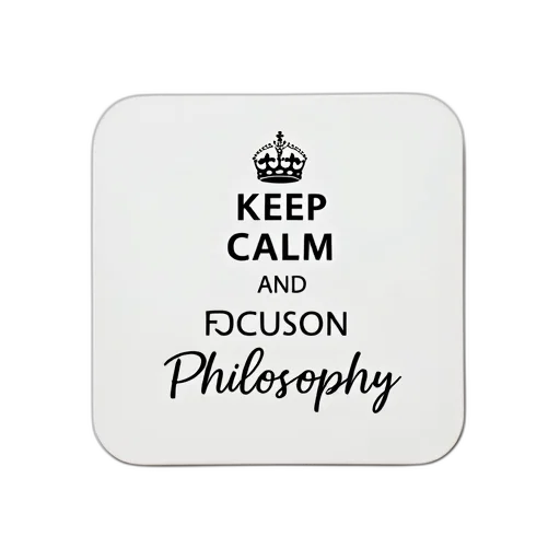 jewelry, photorealistic, white, square, coaster, phrase, keep, calm transparent PNG cut-out
