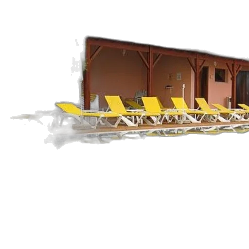 furniture, 3d render, concept art, photorealistic, serene, poolside, scene, yellow transparent PNG cut-out