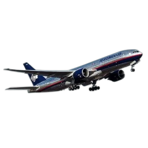 3d render, photorealistic, blue, white, airplane, word, aeromexico, taking transparent PNG cut-out