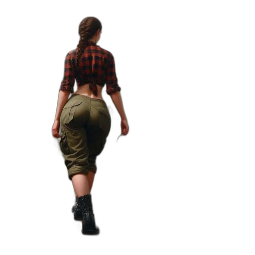 jacket, dress, concept art, 3d render, pixel art, photorealistic, woman, walks transparent PNG cut-out