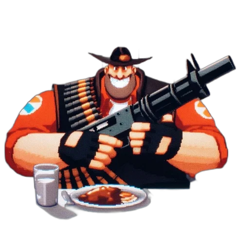 weapon, food, robot, staff, pixel art, concept art, cartoon, comic book art transparent PNG cut-out