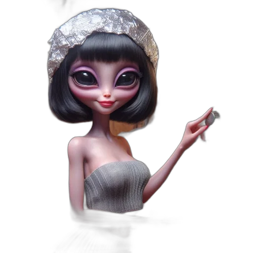 dress, jewelry, hat, creature, concept art, fantasy art, 3d render, cartoon transparent PNG cut-out