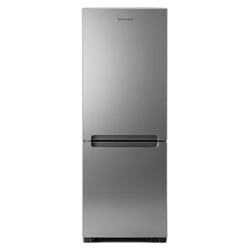 robot, sleek, modern, stainless, steel, refrigerator, flat, front transparent PNG cut-out