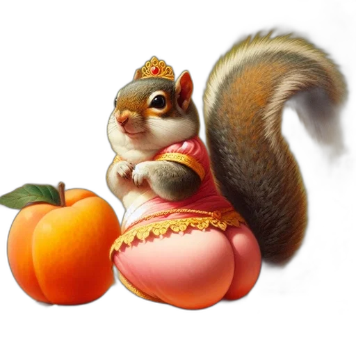 food, concept art, 3d render, photorealistic, fantasy art, squirrel, regal, attire transparent PNG cut-out