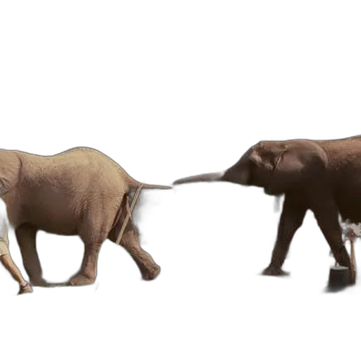 animal, concept art, 3d render, photorealistic, two, elephants, playfully, interact transparent PNG cut-out