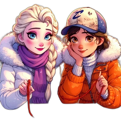 hat, jacket, watercolor, pixel art, anime, cartoon, snow, colorful transparent PNG cut-out