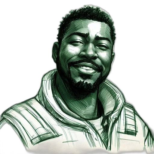face, staff, comic book art, cartoon, concept art, photorealistic, portrait, african transparent PNG cut-out