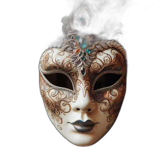 mask, jewelry, face, fantasy art, photorealistic, concept art, 3d render, fire transparent PNG cut-out