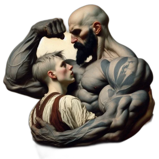 fantasy art, concept art, photorealistic, comic book art, strong, man, shows, off transparent PNG cut-out