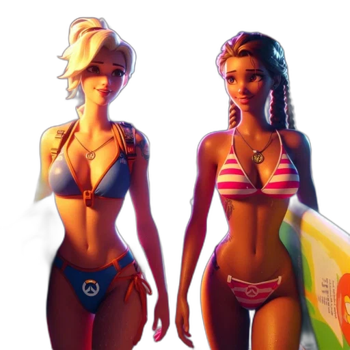 concept art, 3d render, fantasy art, comic book art, beach, neon lights, neon, colorful transparent PNG cut-out